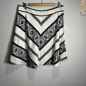 WHBM Aztec silk and cotton blend A line skirt